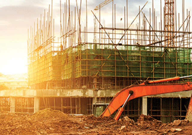 Construction site in the evening
