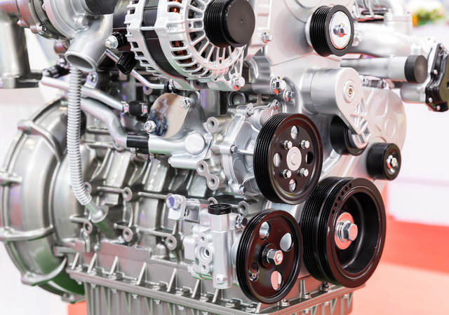 A close up of a car engine
