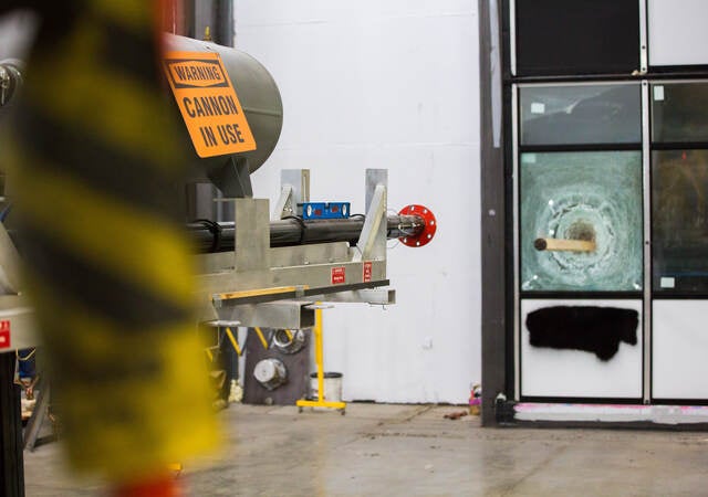 Impact cannon testing window - fenestration product testing