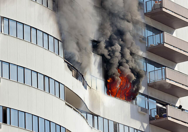 Photo of an exterior building fire