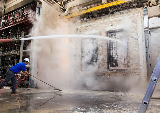 Hose stream test for fire door