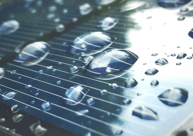 water drops on digital screen