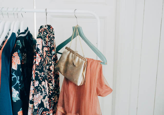 Apparel and accessories in a fashion shop