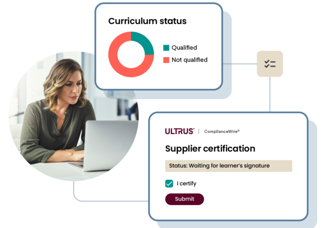 Person viewing their curriculum status and supplier certification in ComplianceWire