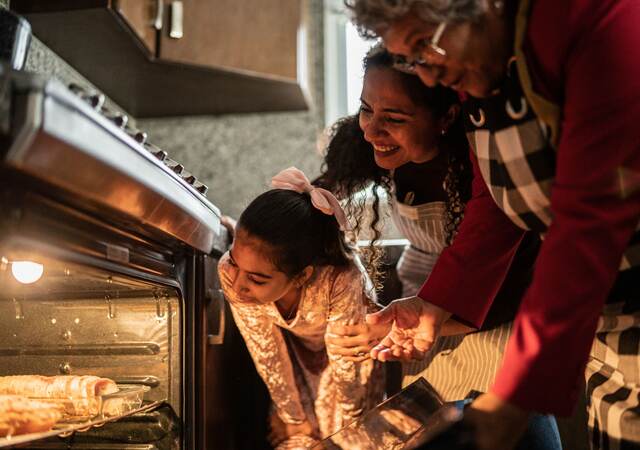 Looking at food in the oven