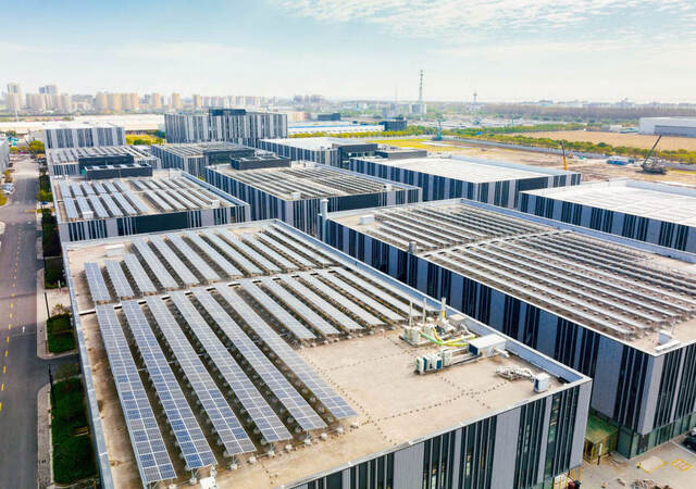 solar panels on factory