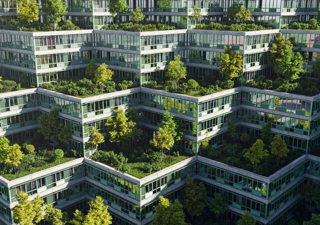 A group of green buildings