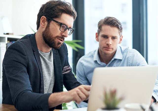 Two people taking an on-line course together