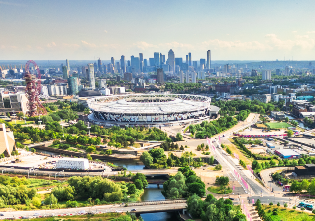 skyline with stadium 