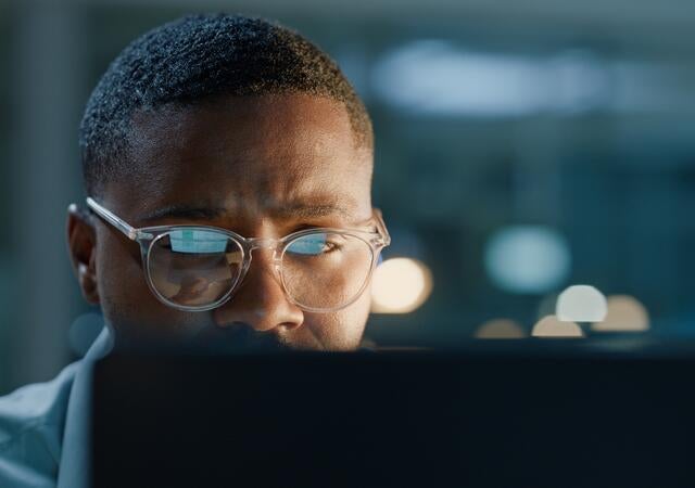 View of a person using a computer