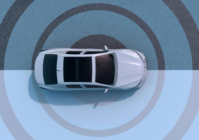 An bird's eye view of a white SUV
