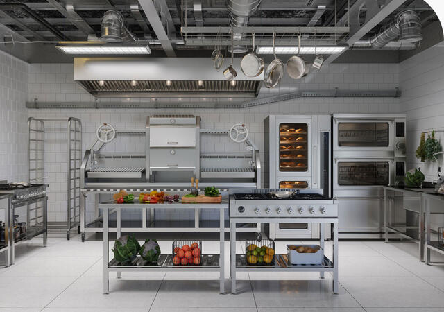 Inside view of a modern appliances in a commercial kitchen