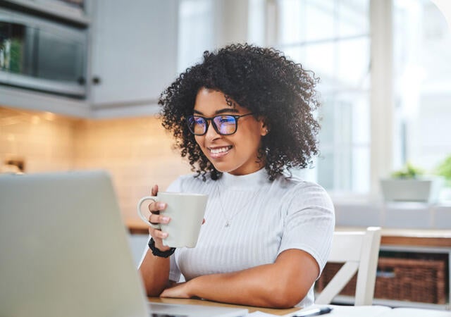 Person attending an online training class