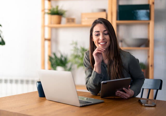 A person using multiple devices