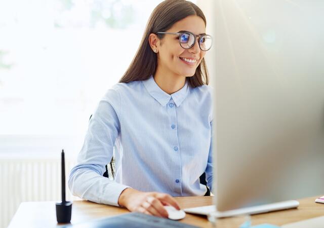 woman on computer