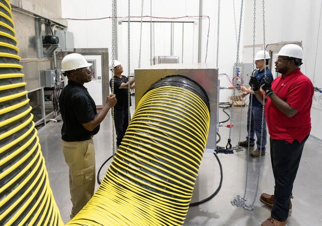 A test in progress at the Plano HVAC laboratory