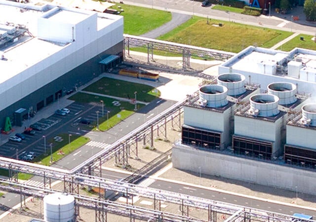 aerial view of data center
