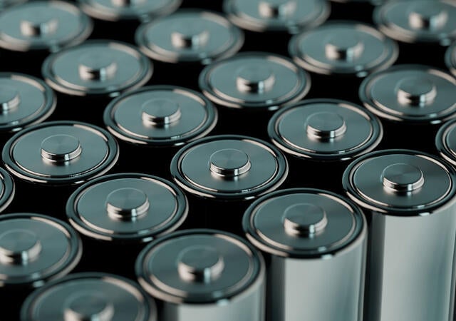 Rows of batteries