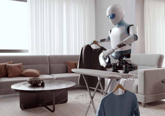A robot ironing