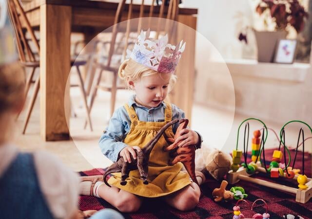 A child playing with toys