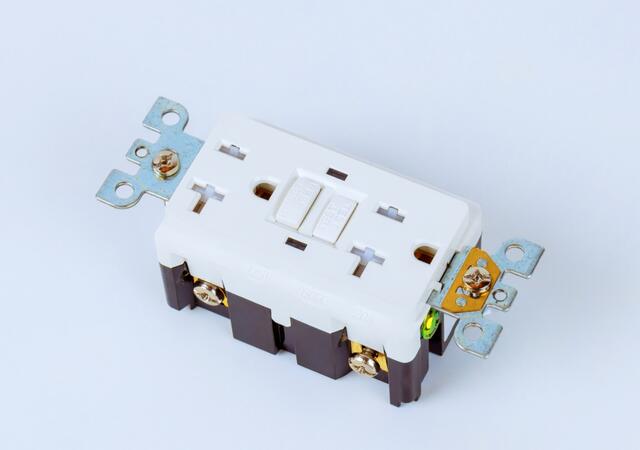 A GFCI electrical outlet