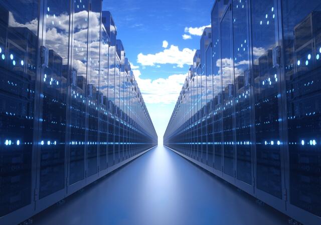 Two long rows of servers outside