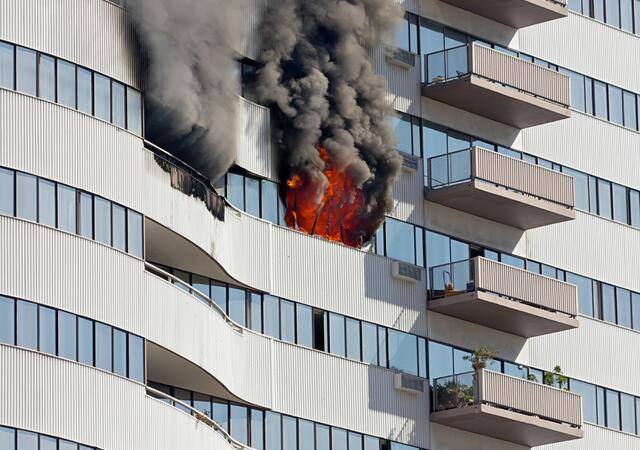 office building on fire