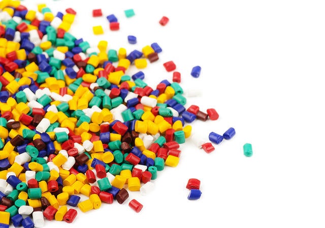 Colorful plastic pellets