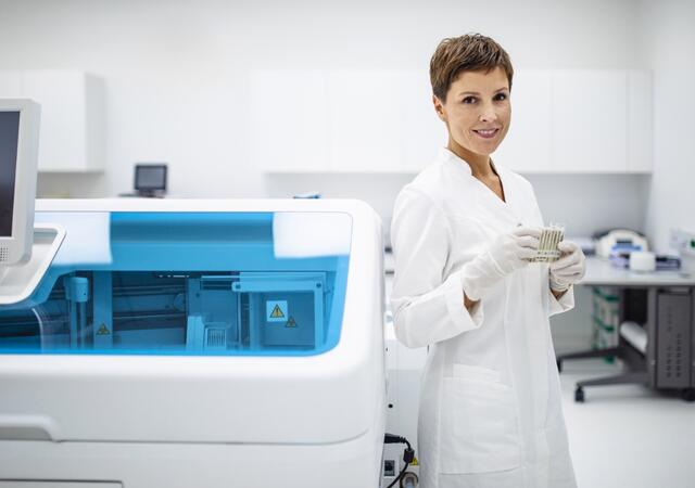 A medical technician in a laboratory