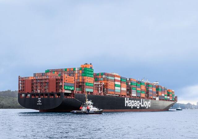 Hapag-Lloyd container ship in bay