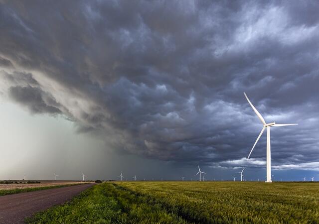 storm clouds and windmills