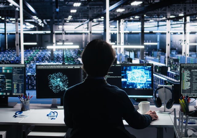person watching computer screens