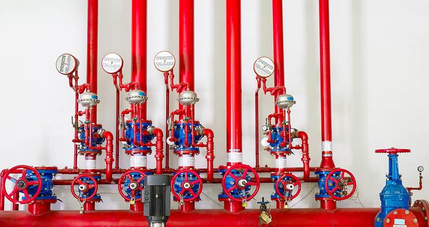 A row of fire valves
