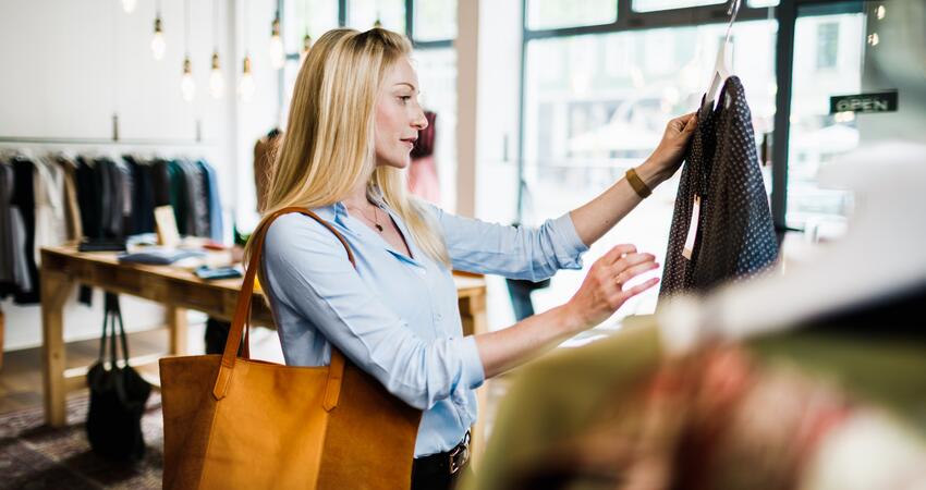 Shopping in an apparel store