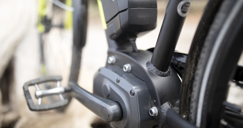 Close-up view of e-bike