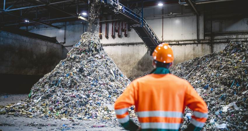 Waste diversion at recycling facility.