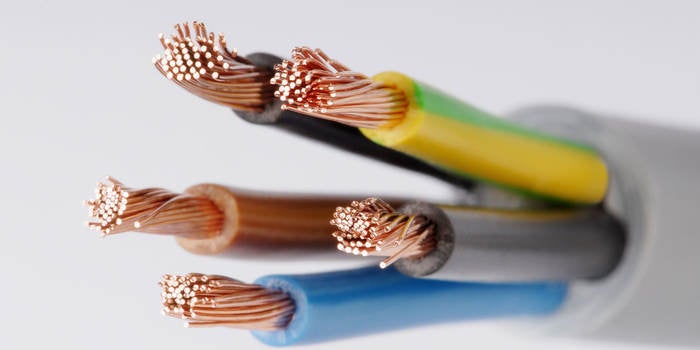 Stripped wire revealing five cables