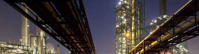 Oil refinery at night