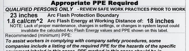 Arc Flash Warning Label