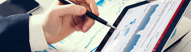 Image of two people’s hands holding a tablet, displaying Connect Analytics for Product iQ