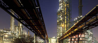 Oil refinery at night