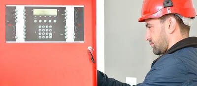 Electrician wearing a hardhat