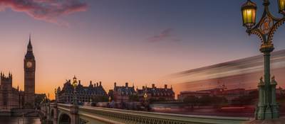 Big Ben and Westminster Bridge in the sunset