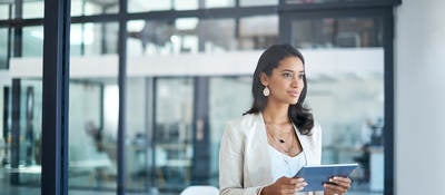 Woman working on an ipad