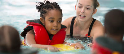 Children playing in swimming pool