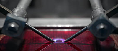 Close-up of electrical testing inside laboratory 