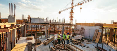 Construction crane on a building site