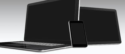 Blank phone tablet and laptop on white background 