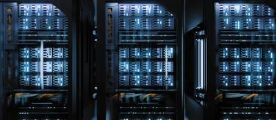 Three servers in a data center