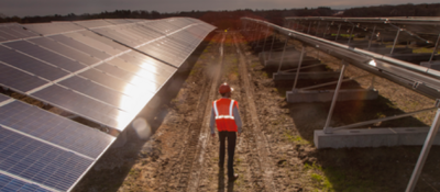 Power engineer at solar photovoltaic array